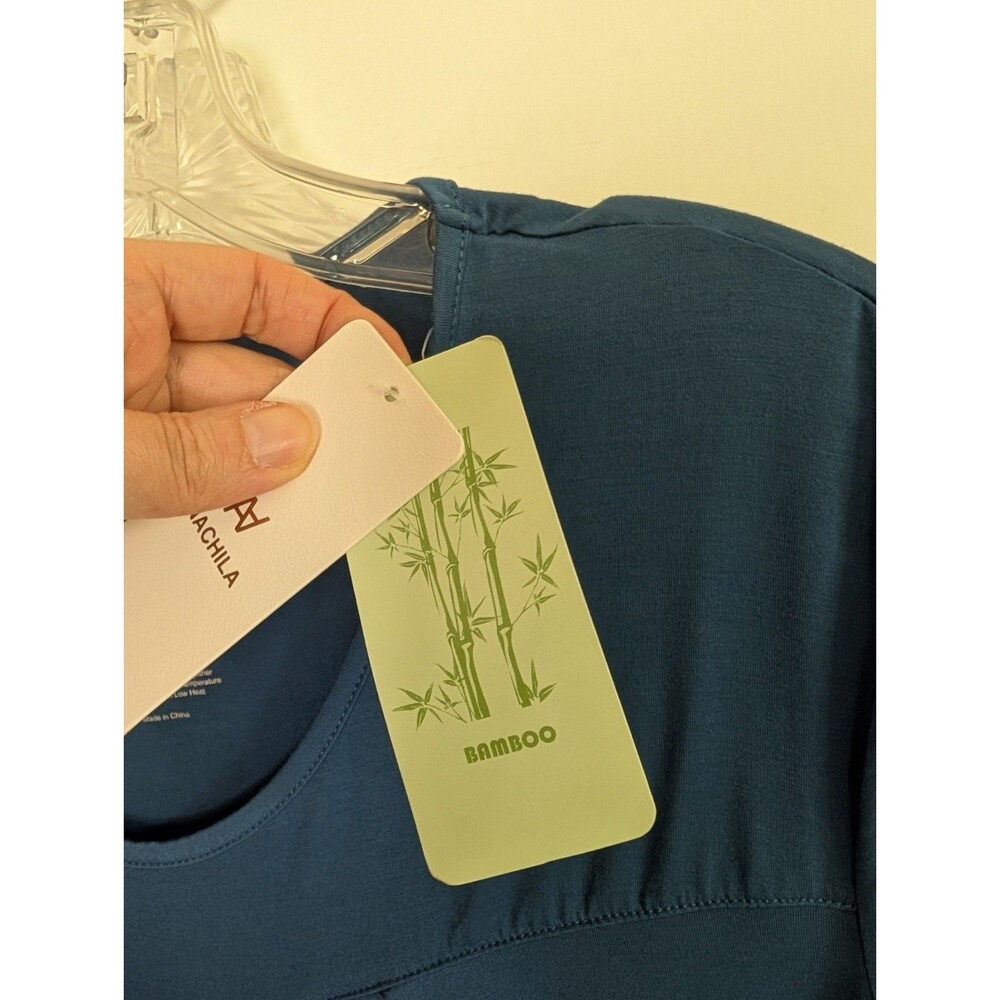NWT Bamboo Pajama Set 2 Pc. Womens Large Blue Capri Pants Short Sleeve Top Soft - Picture 6 of 8